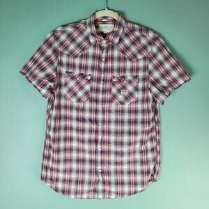 Denim & Supply Ralph Lauren Mens Multicolor Plaid Pearl Snap Shirt Size Medium